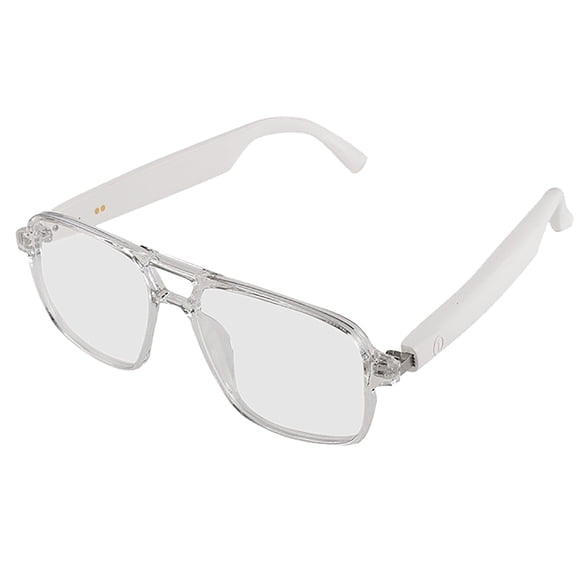 DFEK Advanced Smart Glasses with Blue Light Filtering and Open Ear Audio for Enhanced Reading and Working Comfort White