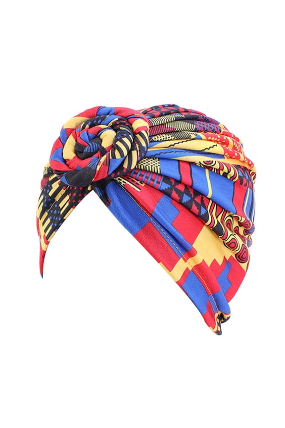 African Turban Headwrap for Women Elegant Knot Tied Bonnet Cap Stylish Hair Accessory and Fashionable Head Cover Blue One Size