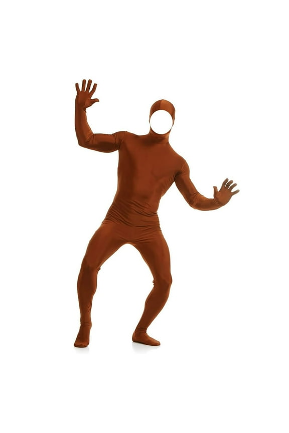 Boys' Mens Full Body Open Face Spandex Unitard Mask Zentai Bodysuit Coffee XS