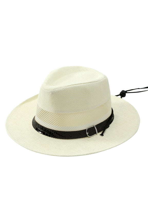 Breathable Mesh Sunshade Hat Plaited Straw Top for Outdoor Sun White One Size