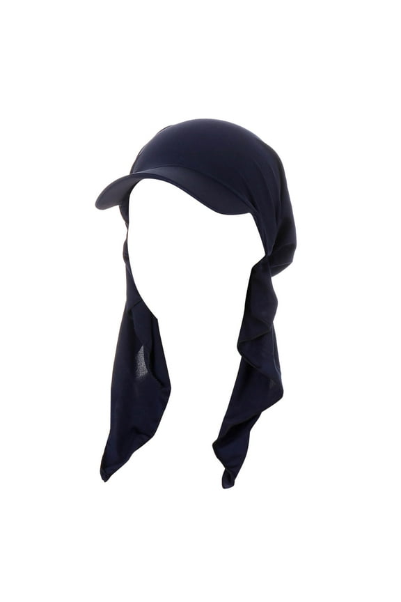 Breathable Summer Baseball Cap for Women and Men with Versatile Hijab Shawl Fabric Design Navy One Size