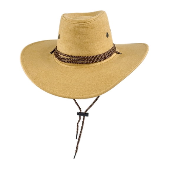 DFEK British Style Western Cowboy Hat Rancher Headwear For Men And Women Beige M