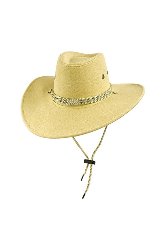 British Style Western Cowboy Hat Rancher Headwear For Men And Women Light Yellow M