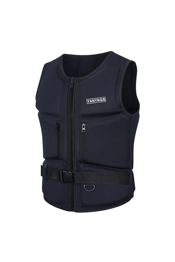 Buoyancy Fishing Jacket for Surfing and Sea Sports with Secure Zipper Pocket Black M