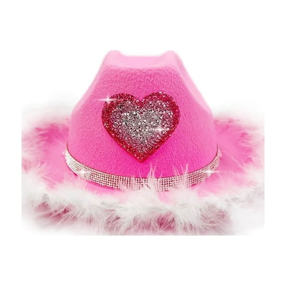 DFEK Children's Heart Themed Cowboy Hat Casual Style Birthday Party Celebration Accessory Pink 5-7 Years