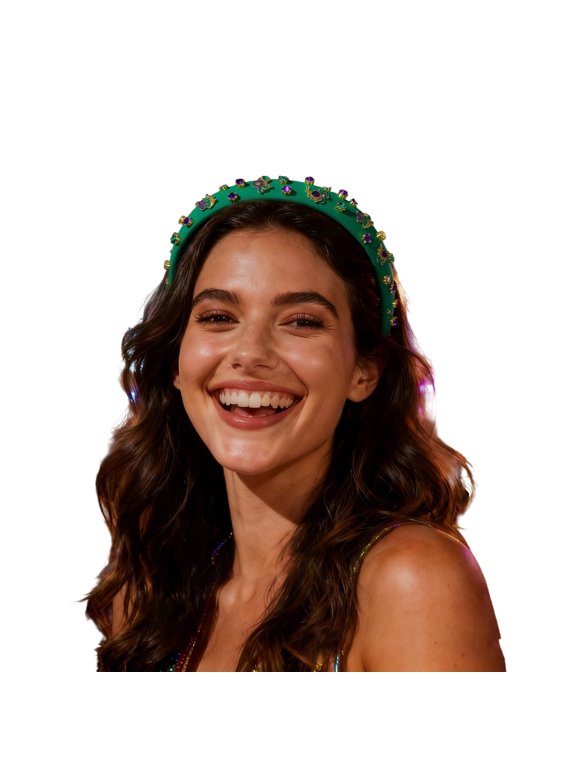 Classic Festival Headband Featuring Beaded Glasses And Alloy Hat For Carnival Party Celebrations Events Green One Size