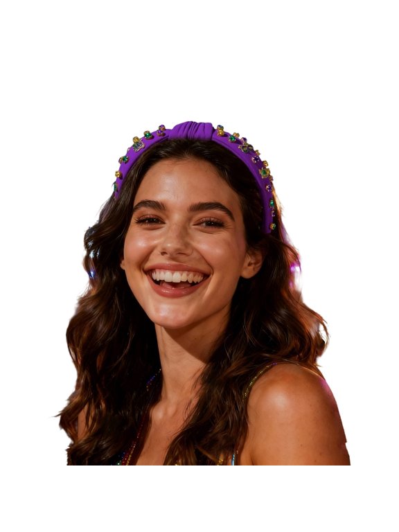 Classic Festival Headband Featuring Beaded Glasses And Alloy Hat For Carnival Party Celebrations Events Purple