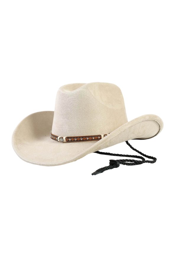 Classic Western Cowboy Hat Style Sun Outdoor Fashion Jazz Headwear for Men and Women Beige One Size