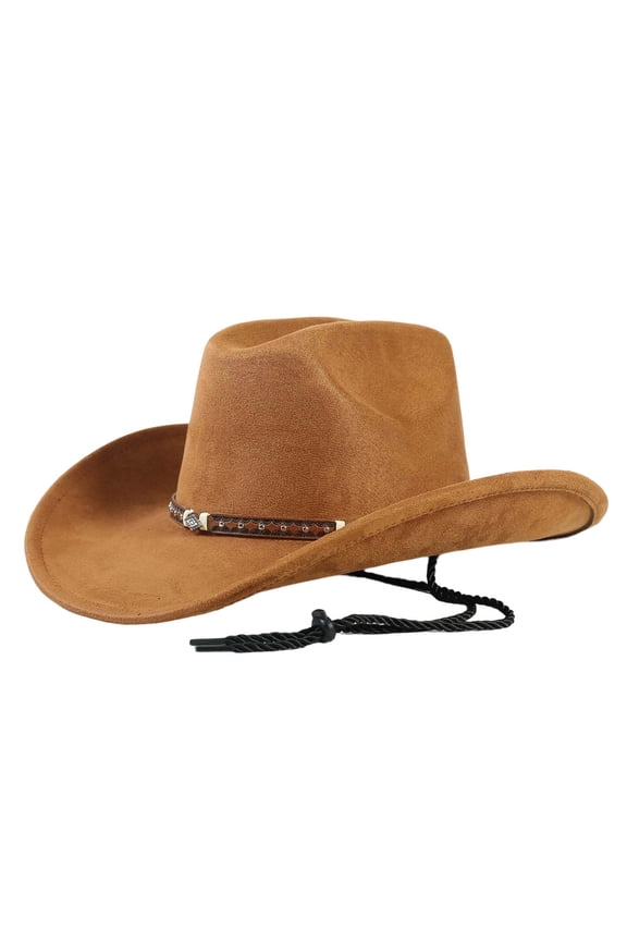 Classic Western Cowboy Hat Style Sun Outdoor Fashion Jazz Headwear for Men and Women Brown One Size