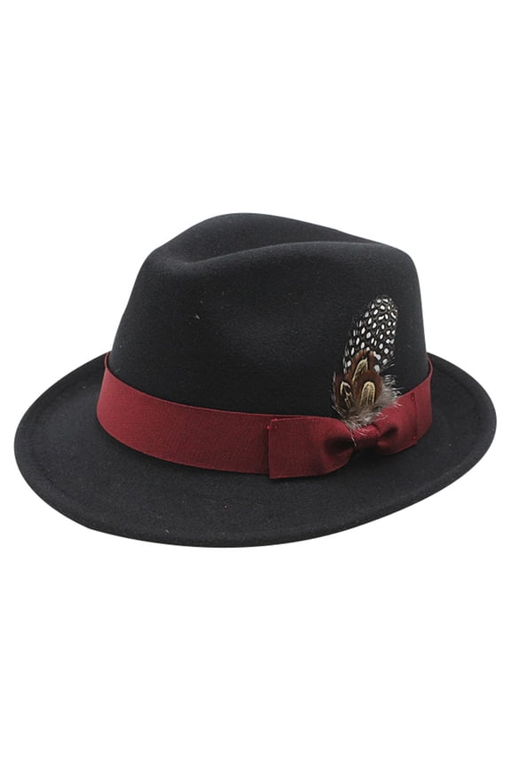 Crushable Wool Fedora Hat For Men Stylish Travel Outdoor Feather Detail Unisex BK2 M