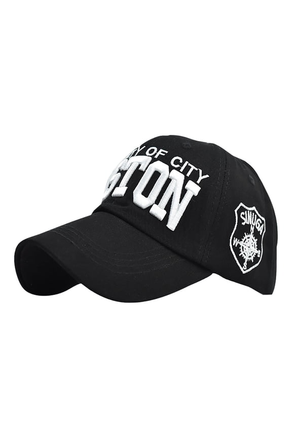 Distressed Denim Baseball Cap with Embroidered Letter Design Adjustable Unisex Topee Hat for Men and Women Black One Size