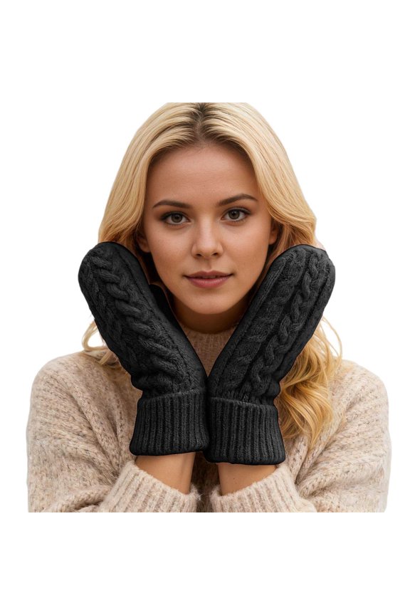 Double Layer Winter Mittens With Liner For Extreme Cold Weather Touchscreen Compatible Outdoor Ski Cycling Gear Black One Size