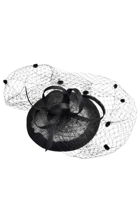 Elegant Bride Hat With Linen Netting Headpiece For Wedding Ceremonies And Formal Party Occasions Black One Size