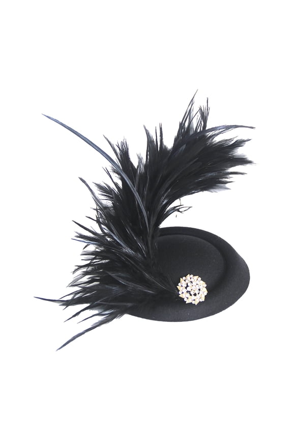 Elegant French Feather Top Hat Fascinator Bridal Headpiece Hair Accessory For Wedding Bride And Events Black One Size