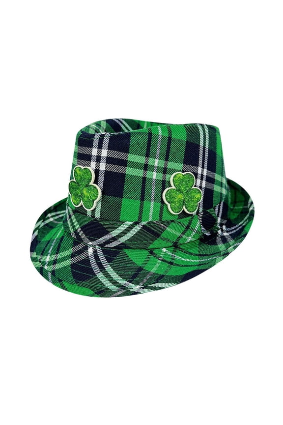 Elegant Irish Plaid Jazz Hat for Carnival Party and St Patrick's Day Celebrations British Style Accessory Green One Size