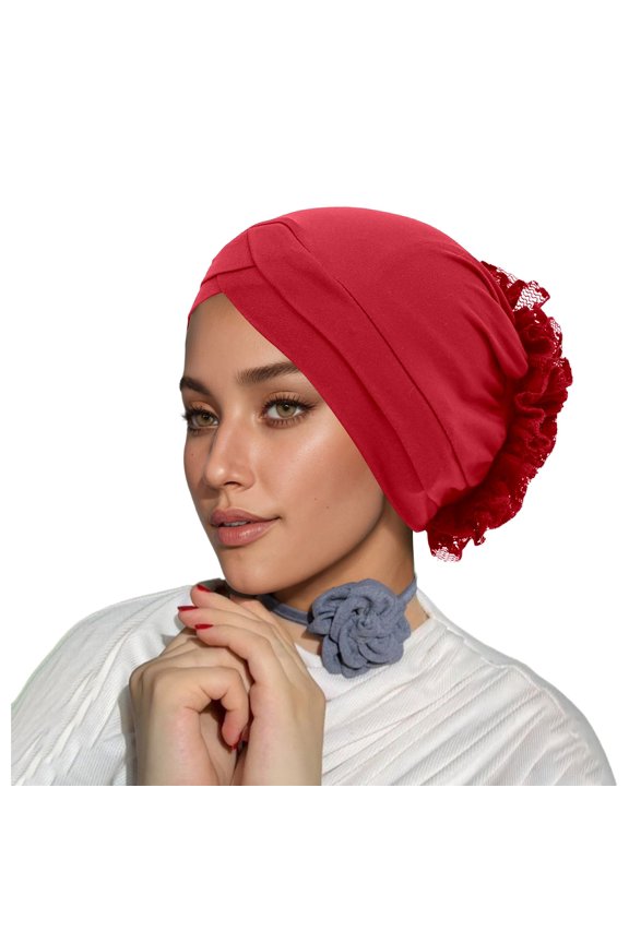 Elegant Lace Embroidered Headband Scarf Fashion Forehead Cover Hijab Cap Accessory One Size
