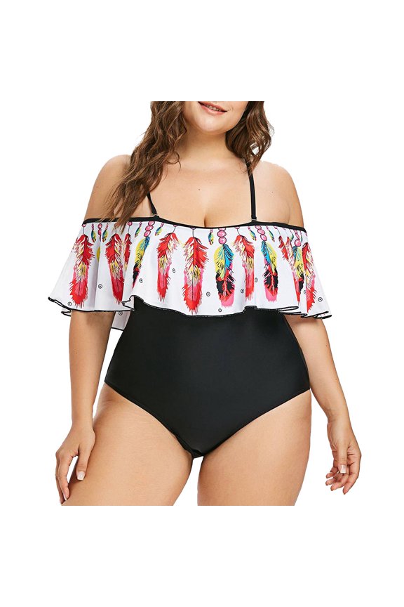 Elegant Supportive Swimsuit for Women with Removable Padded Cups and Full Coverage Plus Size Bathing Suit White XXXXL