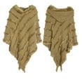 thumbnail image 1 of DFEK Elegant Women's Solid Knit Poncho Cape Shawl Wrap Sweater With Decorative Fringed Tassels And Cozy Pullover Design Army Green One Size, 1 of 4