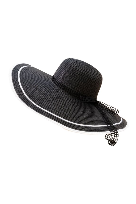Elegant Women's Summer Lace Strap Visor Hat Foldable Sun Wide Brim Fashion Accessory for Outdoor Activities Black One Size