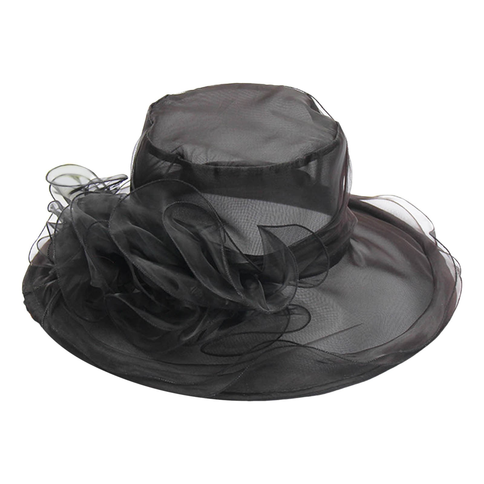 DFEK European Fashion Sun Hat with Mesh Lace Flower Design Foldable ...