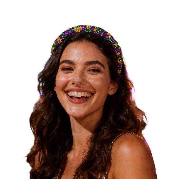 DFEK European Glamour Rhinestone Sponge Headwrap Festival Headband For Women And Girls Purple One Size