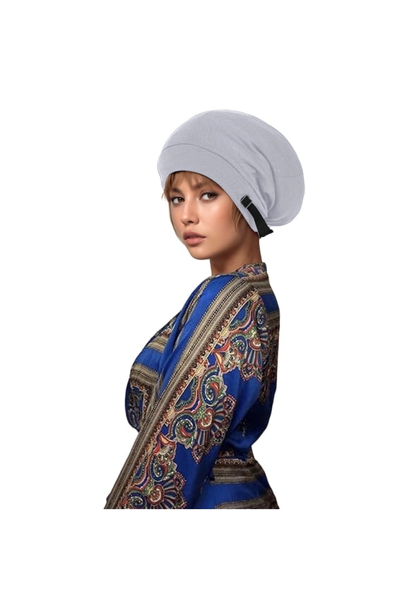 Extra Warm Double Layer Thermal Knitted Winter Sleeping Cap Adjustable Slouchy Chemo Headwear for Cold Weather Grey One Size