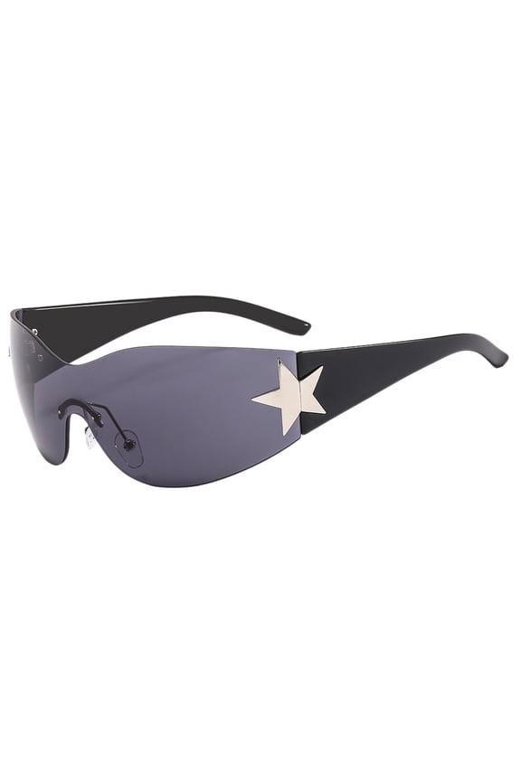Fashion Forward Unisex Futuristic Wrap Around for Cycling and Sports with Rimless Black