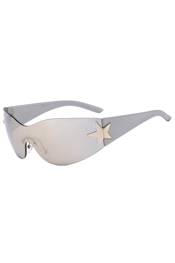 Fashion Forward Unisex Futuristic Wrap Around for Cycling and Sports with Rimless Grey