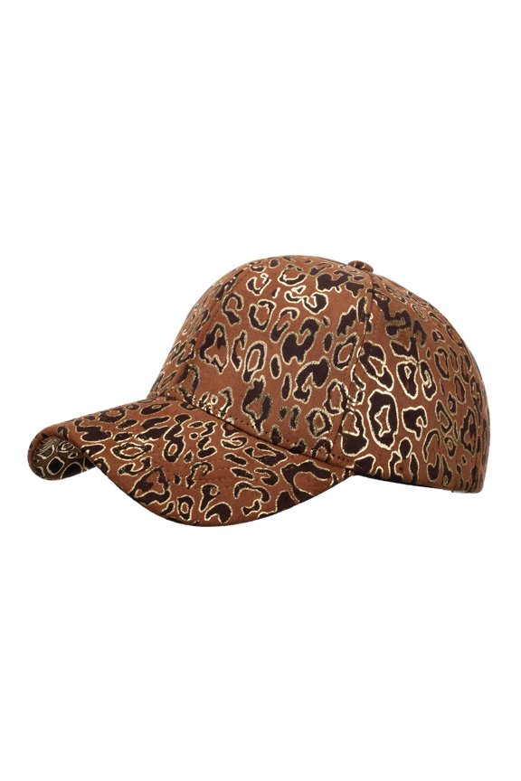 Fashion Sport Leopard Print Baseball Cap Breathable Sun Hat for Women Men Beach Hop Orange One Size