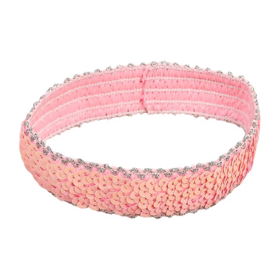 DFEK Festive Sequin Elastic Headband With Glitter Bow For Celebrations Fashionable Soft Comfortable Hair Accessory Size Fit Pink One Size