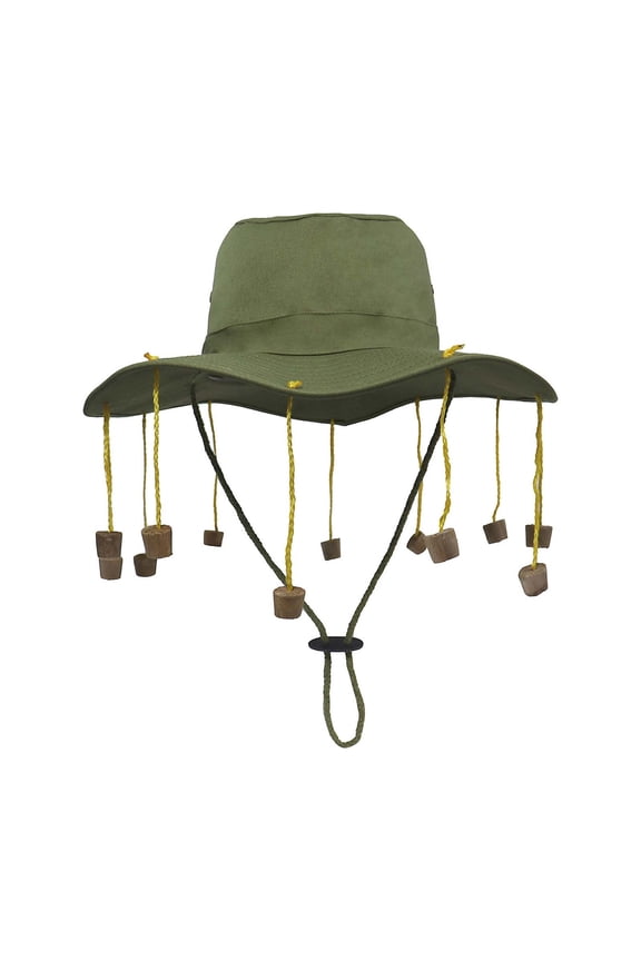 Folk Style Unisex Festival Sun Hat With Beaded Fringe Wide Brim Cap For Outdoor Green 59