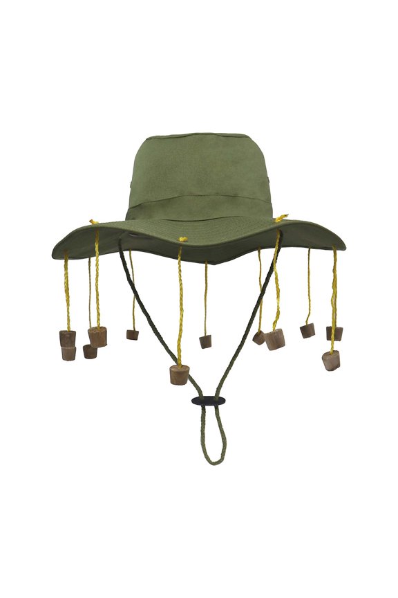 Folk Style Unisex Festival Sun Hat With Beaded Fringe Wide Brim Cap For Outdoor Green 61