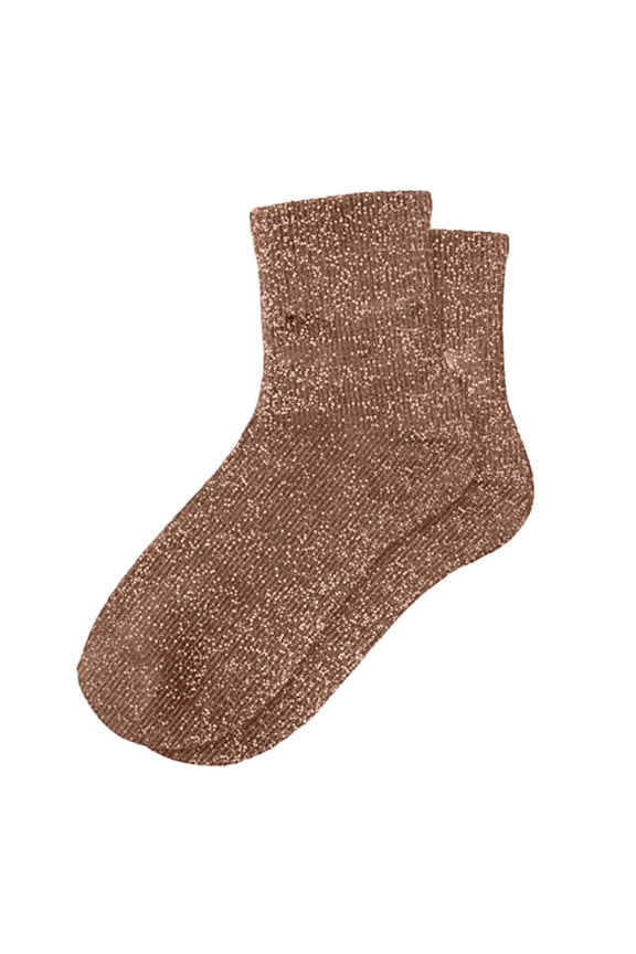 Glitter Socks Novelty Bright Retro Ankle Socks Sparkly Metallic Shiny Bright Sock for women Fashionable Sparkly Solid Color Slouch Socks Mid Calf Hosiery For Women Rose Gold One Size