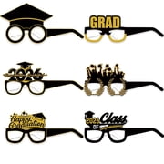 DFEK Graduation Party Paper Glasses for Photo Props Celebrate Reunion Season with Festive Decoration 6PCS Black