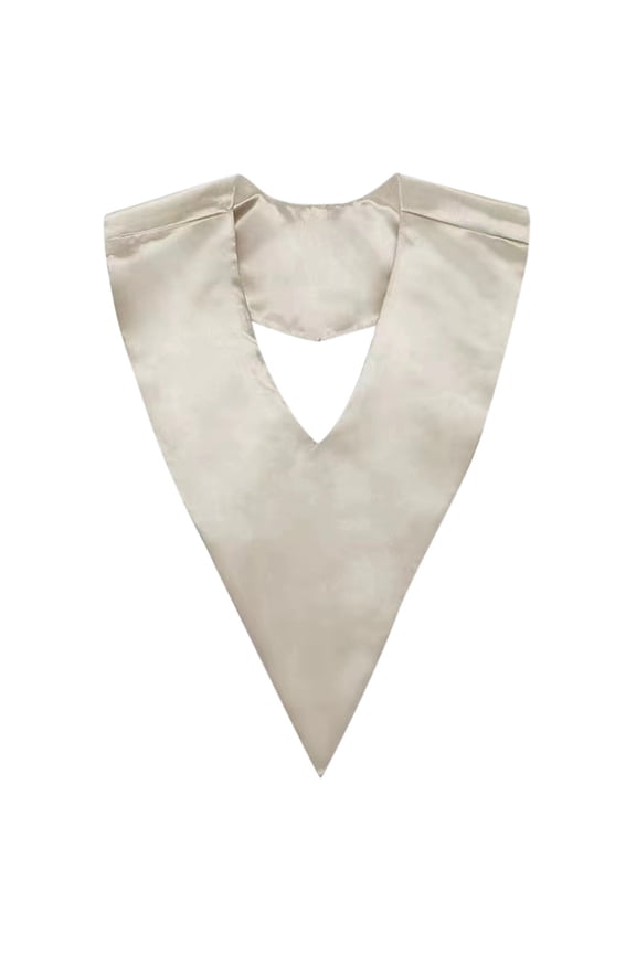 Graduation V-Neck Scarf Shawl and Satin Ribbon Stole for Academic Celebration and Formal Events Beige One Size