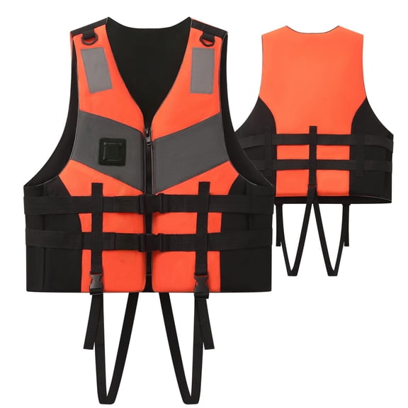 DFEK High Buoyancy Life Vest Swimwear For Plus Size Adults – Adjustable Straps Life Jacket for Swimming, Boating, Fishing & Water Activities Orange XXL