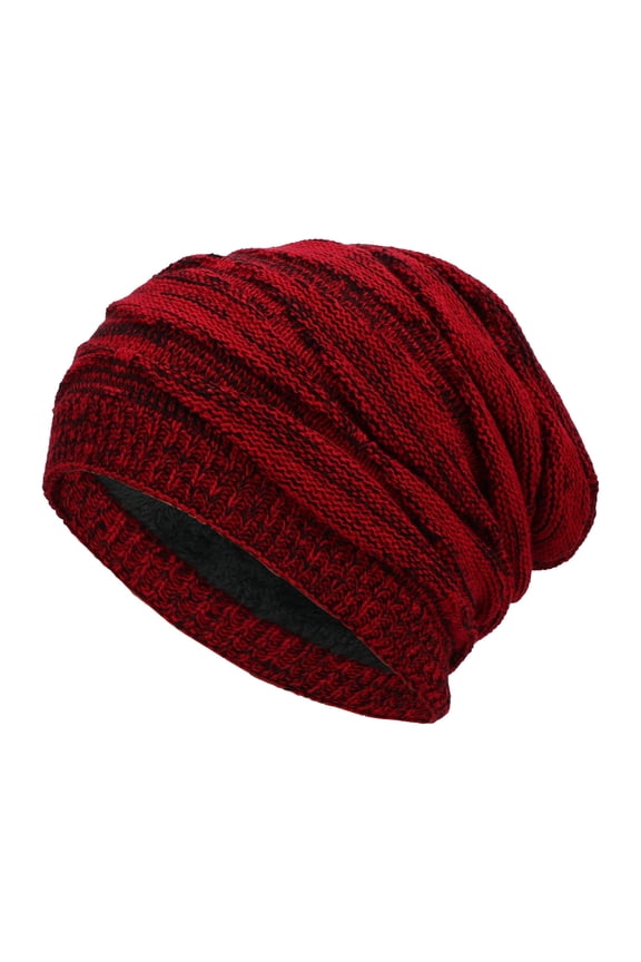 Knit Winter Hat Soft Warm Cute Slouchy Cap For Cold Weather Headwear Red One Size