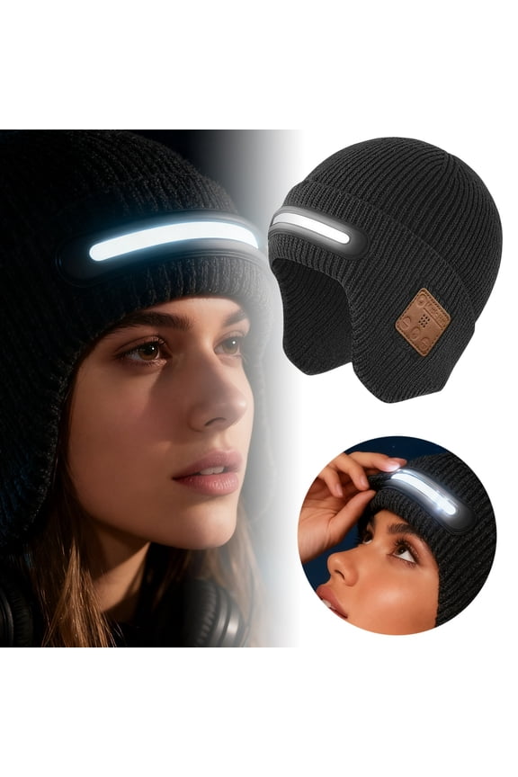 LED Illuminated Music Headphones for Outdoor Camping and Hiking Enthusiasts with Connectivity Black 22.5cm