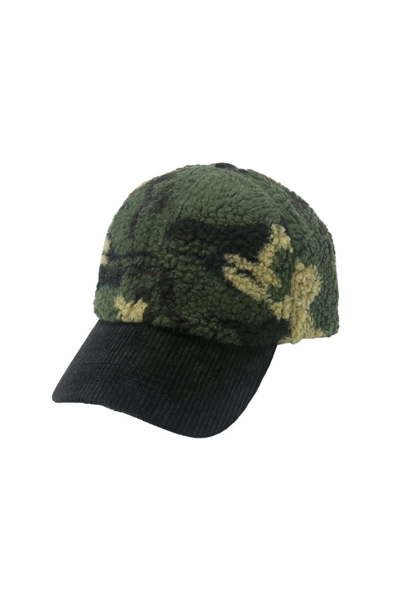 Lamb Wool Baseball Cap for Men Cozy Winter Hat Outdoor Travel Cold Weather Army Green M