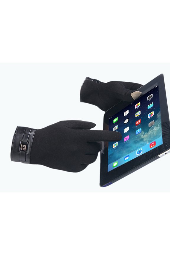 Mens Winter Smartphone Touchscreen Full Finger Cold Weather Thermal Mittens Black One Size