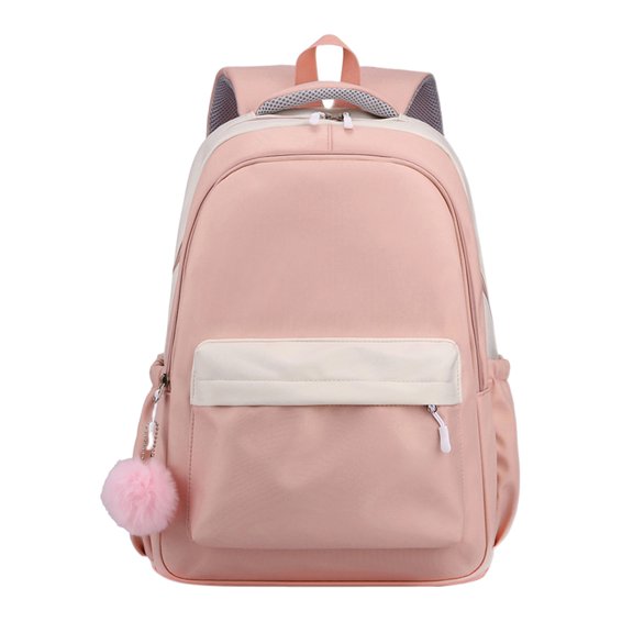 DFEK Nylon School Backpack for College Students with Large Capacity and Travel Design Pink