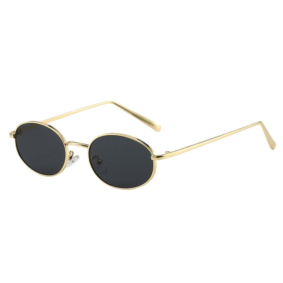 DFEK Oval Glasses For Cycling With 90s Small Round Golden Fashionable Narrow Metal Frames Suitable For Both Men And Women Gold1