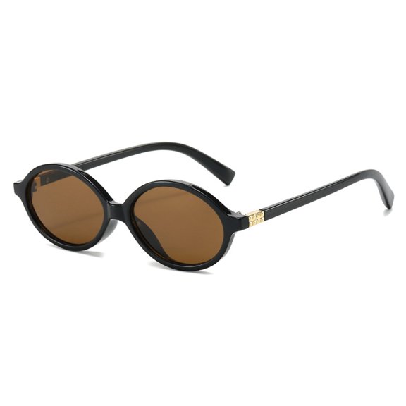 DFEK Oval and Small Round Frame for Women and Men 90s Style Lightweight Narrow Shades B