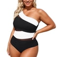 thumbnail image 1 of DFEK Plus Size One Piece Swimsuit for Women Tummy Control Bathing Suits One Shoulder Swimwear High Waisted Swimsuit Full Coverage Adjustable Strap Summer Bathing Suit OTHER XL, 1 of 4