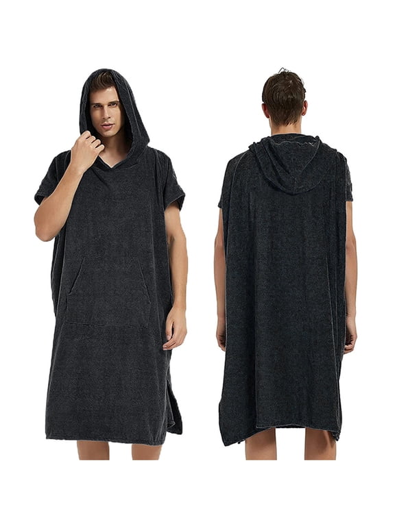Soft Microfiber Poncho Towel Robe for Swimming Surfing Beach Yoga Travel Lightweight Comfortable Wear Black One Size