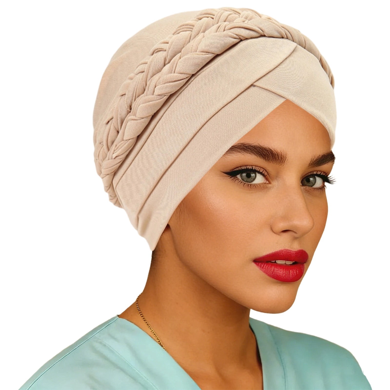 DFEK Solid Color Headband Scarf With Detachable Silk Braids For Women ...