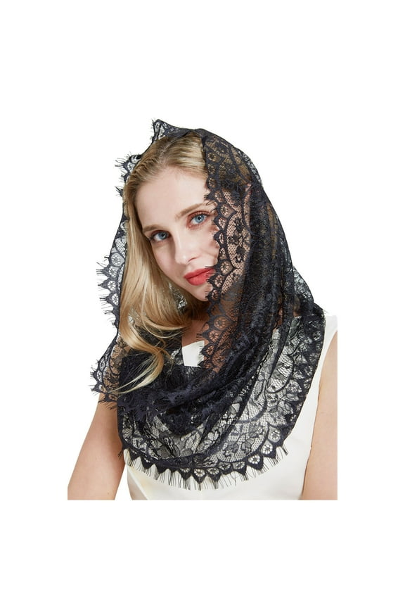 Spanish Style Traditional Lace Headband for Women Elegant Latin Mass Head Covering Accessory Black One Size