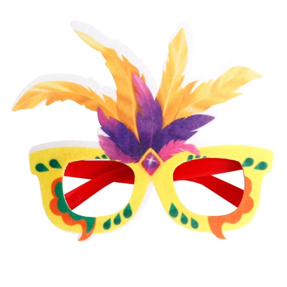 DFEK Spectacle Frame Dress Up Eyeglasses Masquerade Party Decoration Supplies with Feathers L