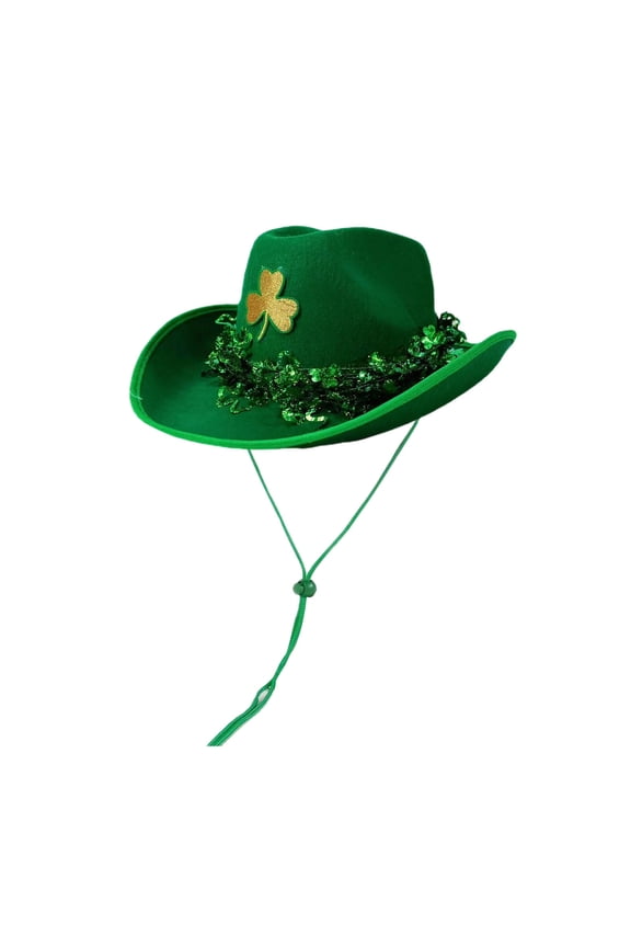 St Patrick's Day Irish Style Cowboy Hat for Casual Stage Events and Queuing Celebrations Green4 One Size