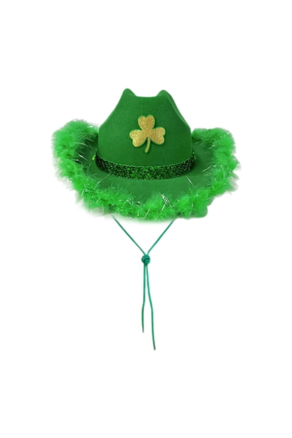 St Patrick's Day Irish Style Cowboy Hat for Stage Performance and Themed Events Green One Size